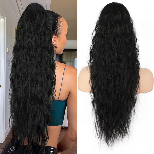 💜Extensión de pelo rizado ondulado con coleta