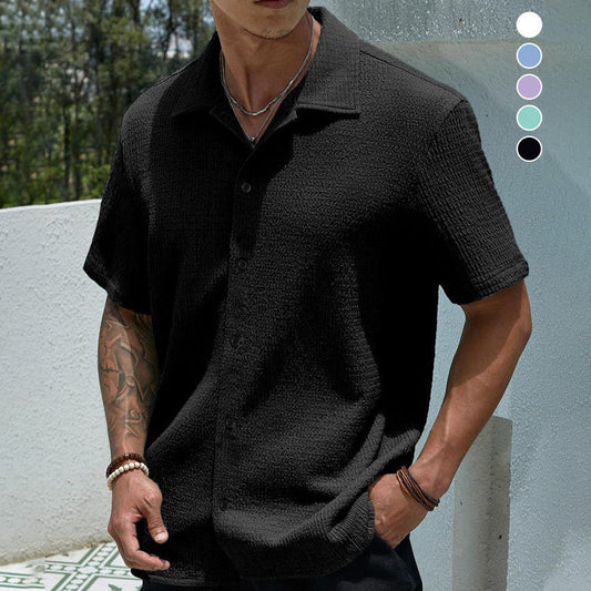 Camisa texturizada con botones al frente para hombre