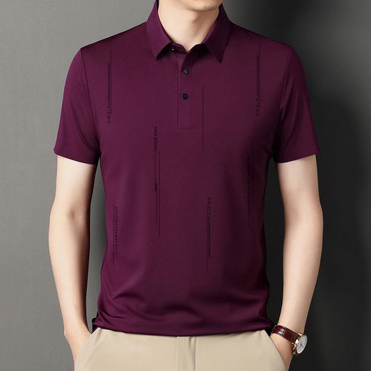 Camiseta fina de manga corta con solapa para hombre